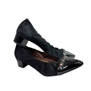 Attilio Giusti Leombruni AGL Pyramid Stud Pointy Toe Pump Black Size EU 38, US 8